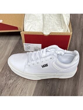 Vans White Canvas Platform Sneakers